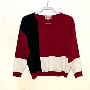 Carol Rose ColorBlock Red, Black, and White Sweater. Size XL. NWOT.